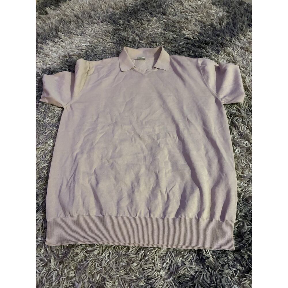 Eleventy Platinum Mens Knit Polo Sweater Dust Pink Size Large